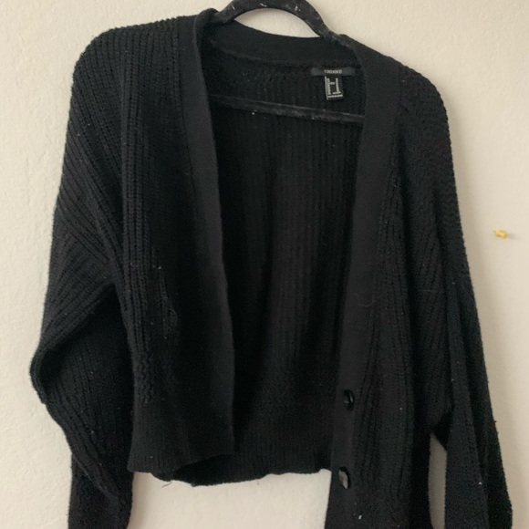 Cropped mini black cardigan - Picture 1 of 3
